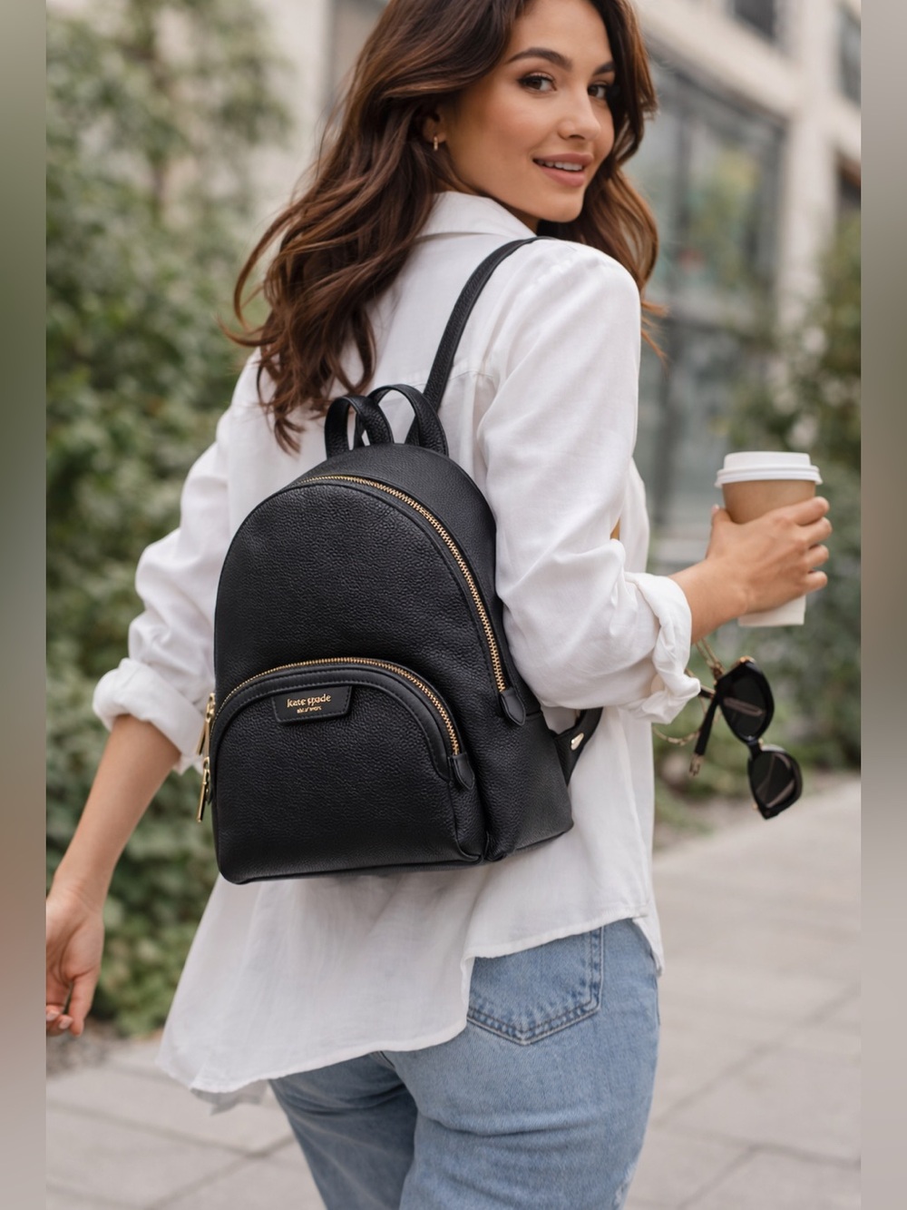 Kate Spade ♠️ SMALL Black Pebble Leather Backpack
